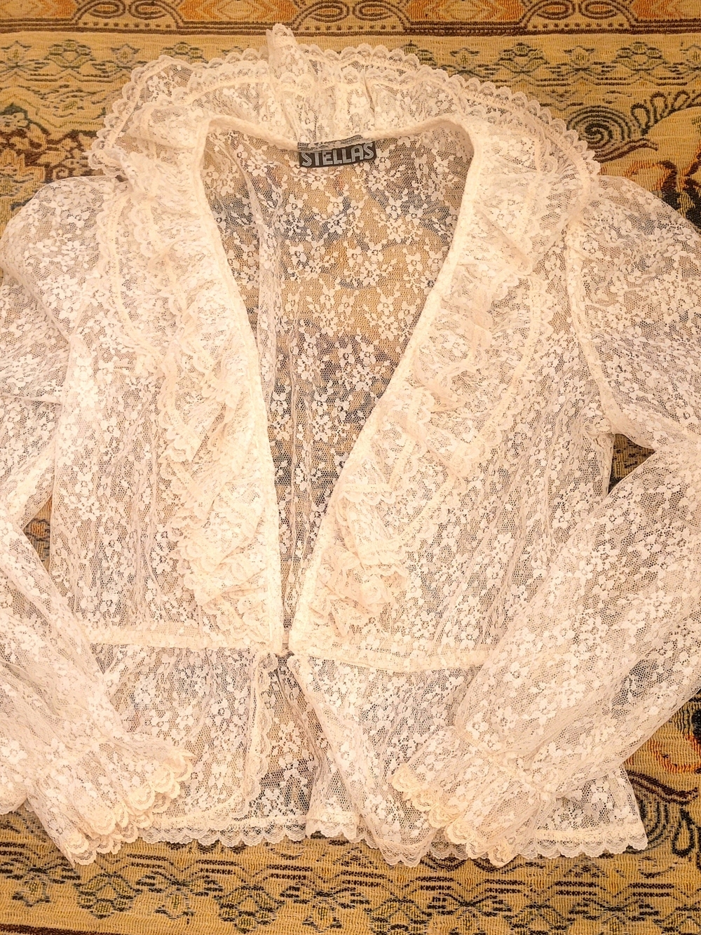 Sheer Lace Ruffle Jacket - Cream